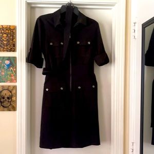 Gorgeous black belted shirtdress with zipper and pockets, only worn once